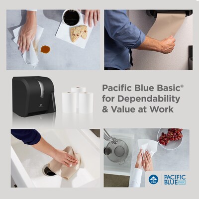 Pacific Blue Basic Recycled Hardwound Paper Towels, 1-ply, 580 ft./Roll, 12 Rolls/Carton (26401)