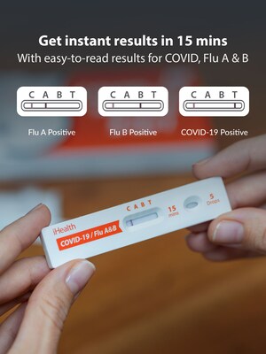 iHealth COVID-19/Flu A&B, 3-in-1 Antigen Rapid Test, Results in 15 Mins, 2 Tests/Pack, 96 Tests Tota