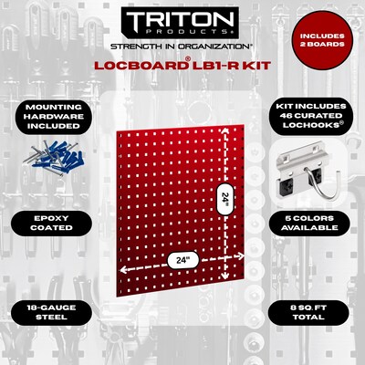 Triton Products LocBoard Pegboards with 46 pc. LocHook Assortment (LB1-RKit)