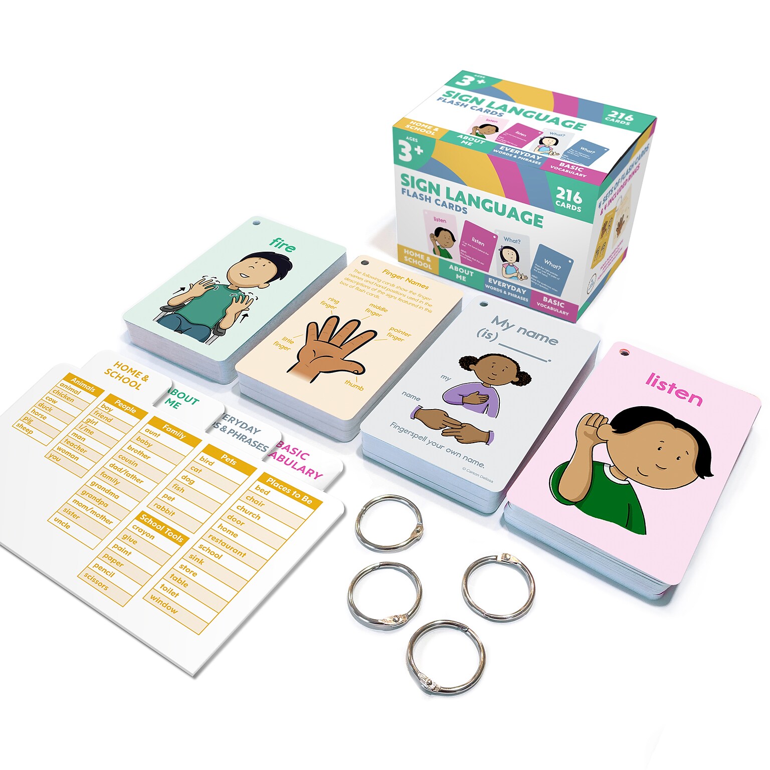 Carson-Dellosa Education Sign Language Flash Cards, 216/Pack (CD-734108)