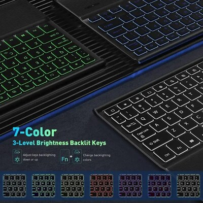 SaharaCase Navigation Series Keyboard Case with Track Pad for Galaxy Tab S10 FE+, Scorpion Black, (TB00475)