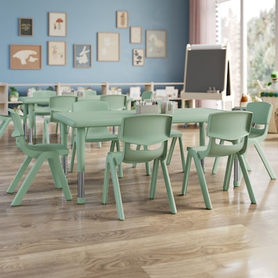 Flash Furniture Emmy Rectangular Activity Table Set, 48 x 24, Height Adjustable, Sage (YCX13RECTTBSGEE)