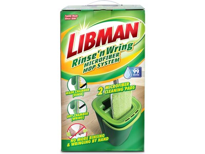 Libman Rinse n Wring Microfiber Butterfly Mop & Bucket Kit, Green, /Set (1516001)