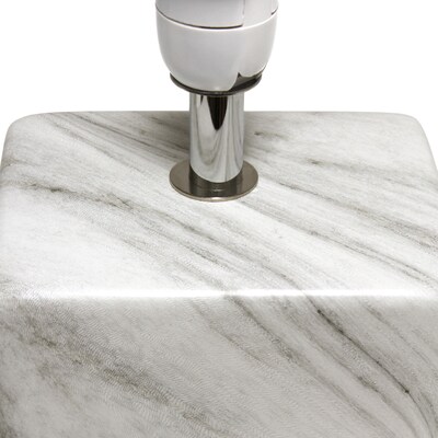 Simple Designs Petite Marbled Ceramic Table Lamp Fabric Shade, White with Black Shade (LT2071-WOB)