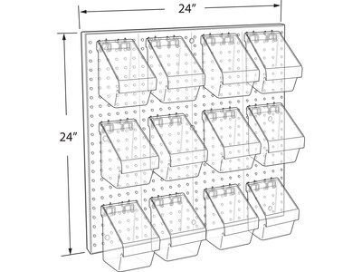 Azar 24" x 24" Pegboard 12-Bucket Wall Accessory Organizer Set, Clear, Each (700685)