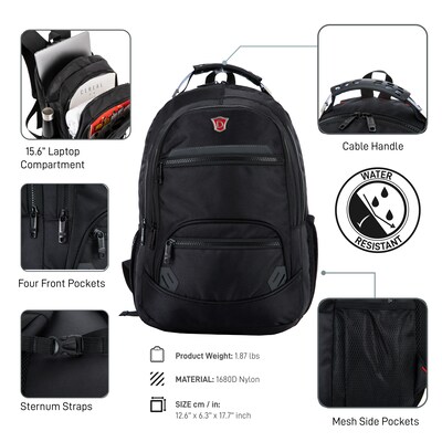 DUKAP ECHO Laptop Compatible Backpack, Large, Black (B-DKECH-3613)