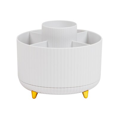 Mind Reader 5-Compartment Rotating Plastic Pen Holder, White (SPINPEN-WHT)
