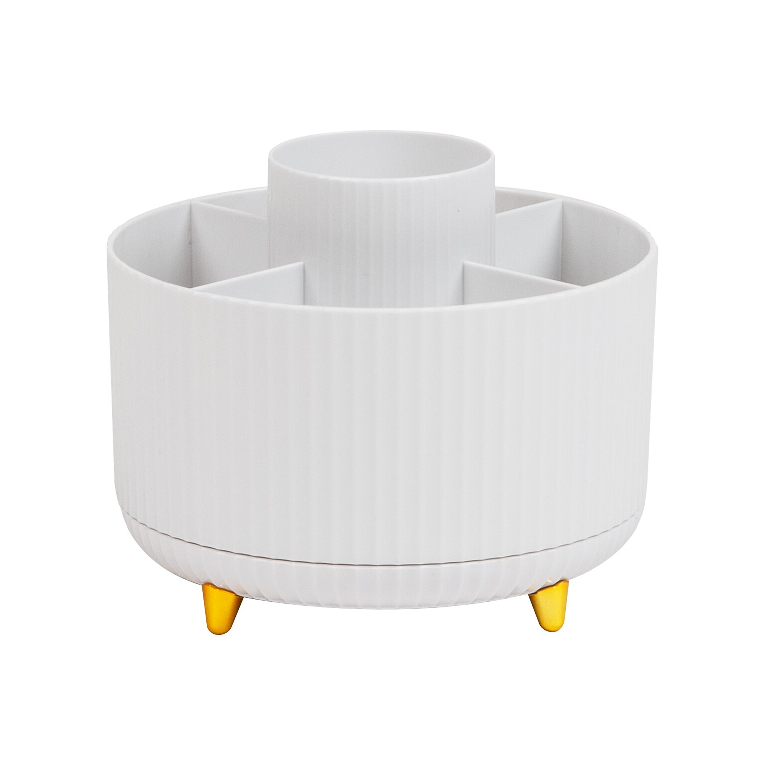 Mind Reader 5-Compartment Rotating Plastic Pen Holder, White (SPINPEN-WHT)