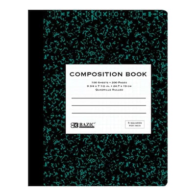 Bazic 1-Subject Composition Notebooks, Quad-Ruled, 100 Sheets, Multicolor, 6/Bundle (BAZ5052-6)
