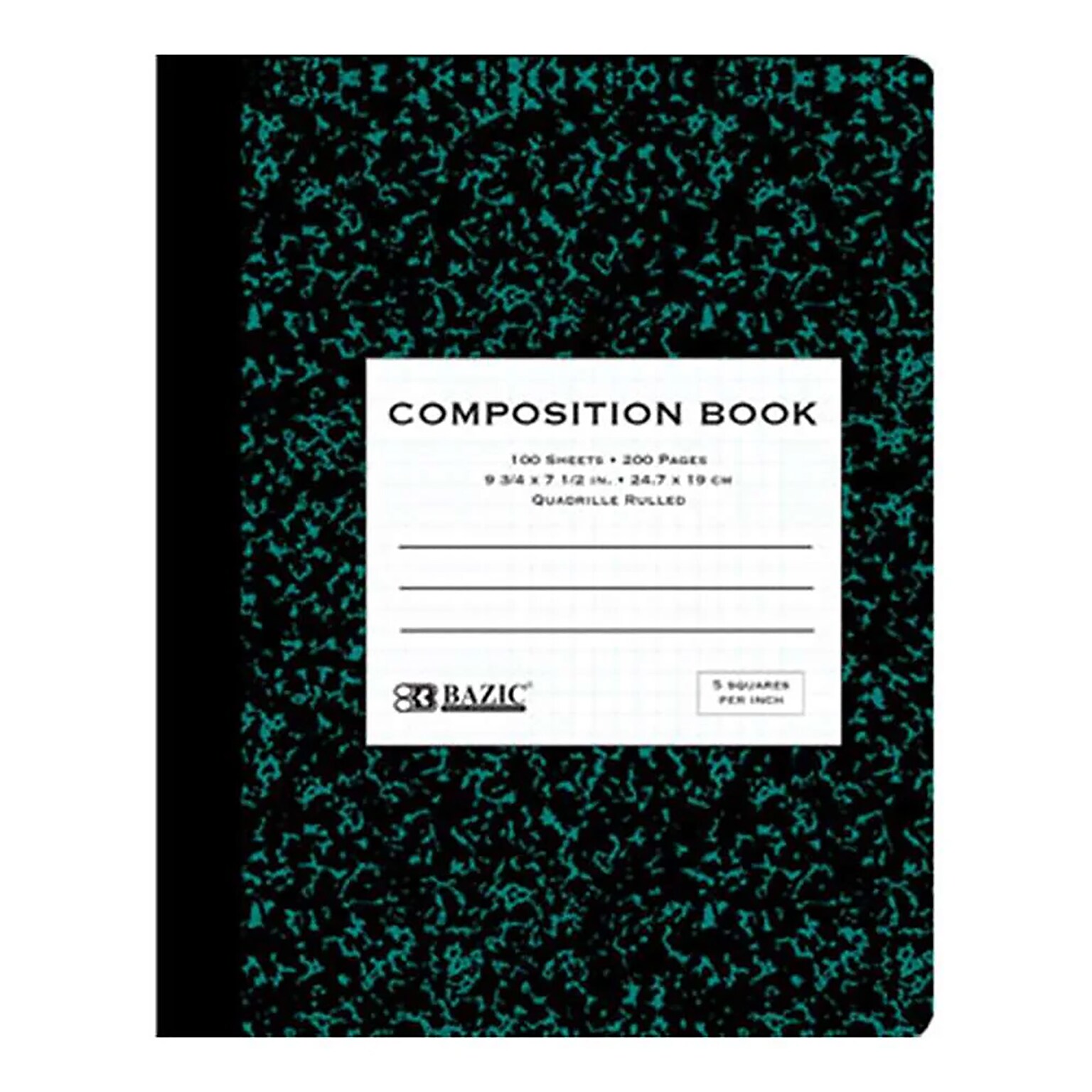 Bazic 1-Subject Composition Notebooks, Quad-Ruled, 100 Sheets, Multicolor, 6/Bundle (BAZ5052-6)