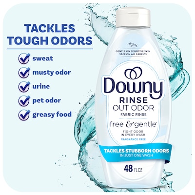 Downy Free & Gentle Rinse Laundry Odor Remover, Unscented, 48 oz. (10312)