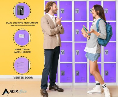 AdirOffice 72" 4-Tier Purple Storage Locker, 4/Pack (629-204-PUR-4PK)