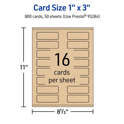 Avery Business Cards, 1" x 3", Matte Kraft Brown, 800/Box (95284)