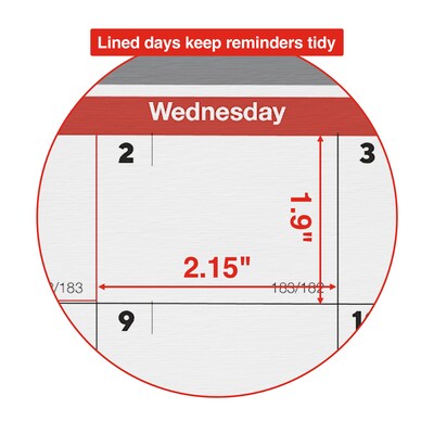 2025-2026 Staples 15" x 12" Academic Monthly Calendar, Gray/Red (ST62816-25)