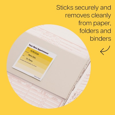 Post-it Appointment Reminder Notes, 2.9" x 2.8", Yellow/White, 50 Sheets/Pad, 24 Pads/Pack (654-24CP-NSA)