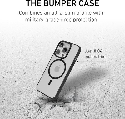 PEEL Bumper Series MagSafe Phone Case for iPhone 15 Pro Case, Shock Absorbing, Black (I15_PRO_BUMPER