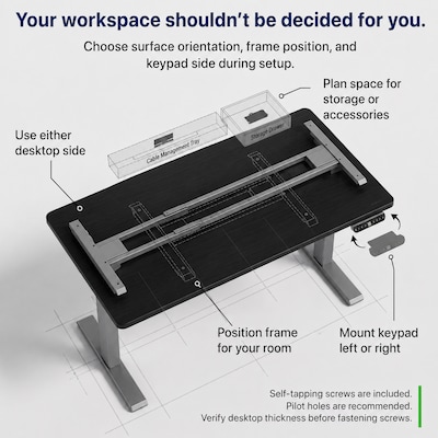 Uncaged Ergonomics Rise Up 60"W Electric Adjustable Bamboo Standing Desk, Black/Gray (RUGBK)