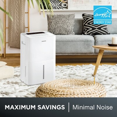 Amana Energy Star 50 Pint Portable Dehumidifier, 3 Speed, Covers up to 2,500 sq. ft., White (AMND501AW)