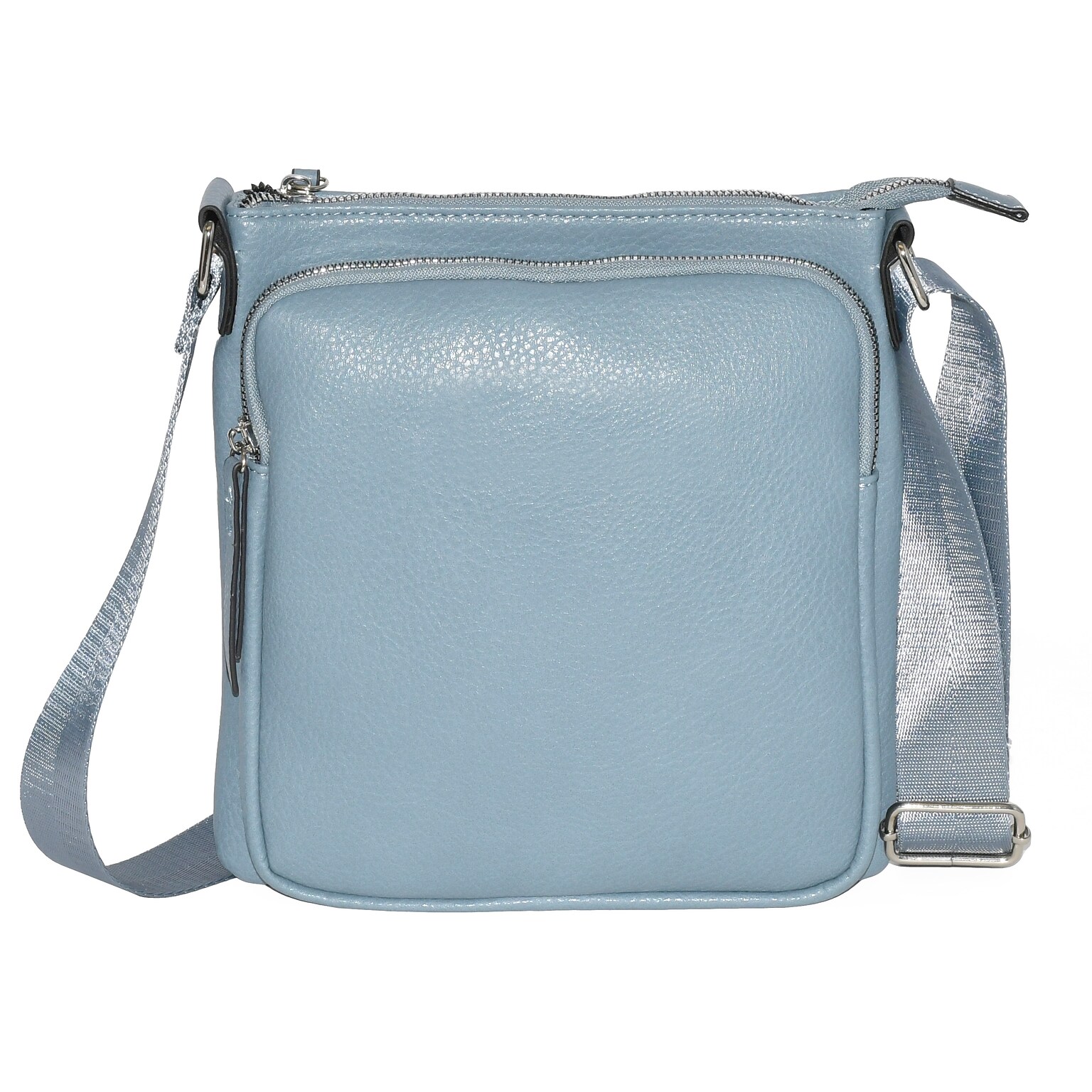 Nicci Cross-Body Bag with Front Zipper Pocket, Powder Blue (NH08-PBLU)