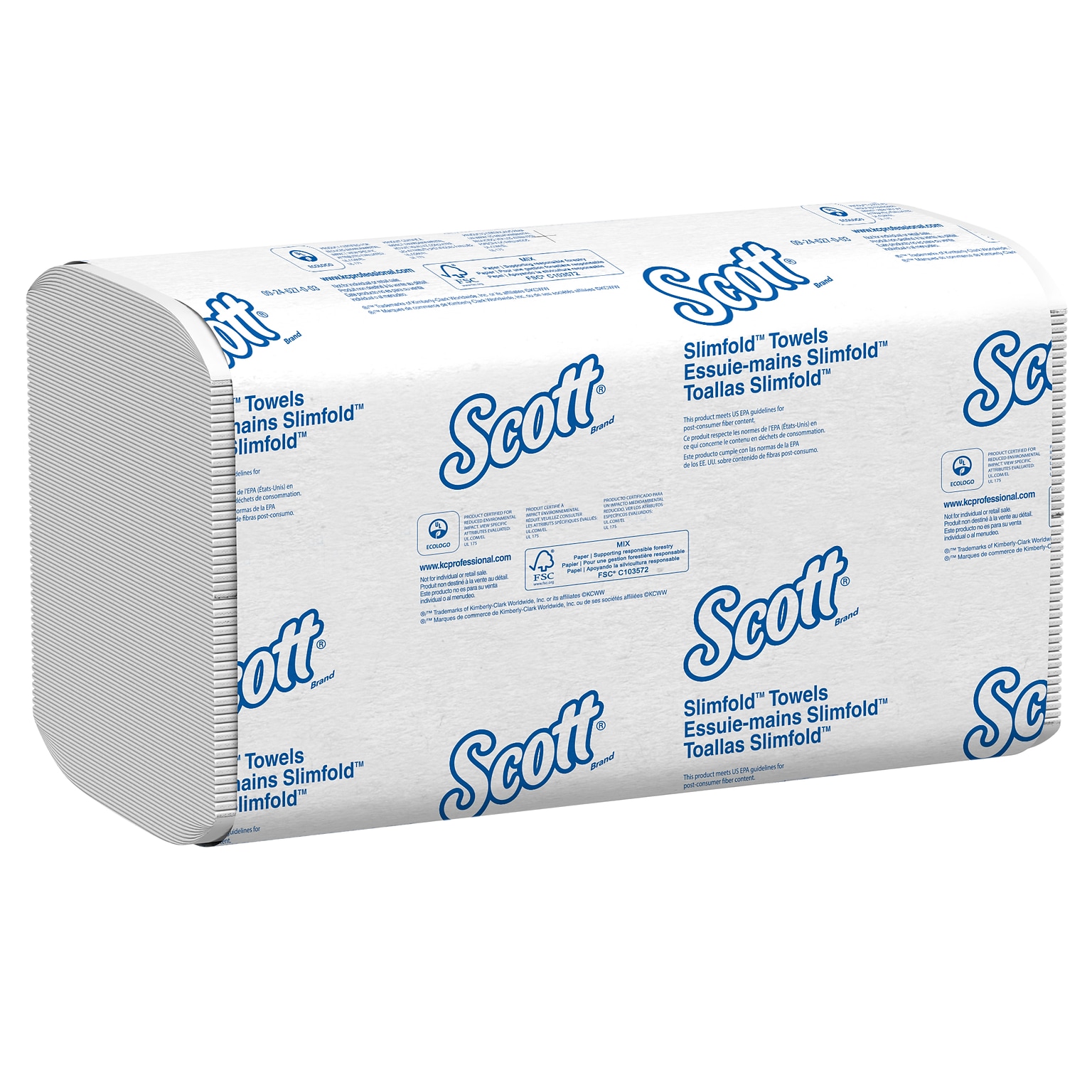 Scott Control Plus+ Slimfold Recycled Multifold Paper Towels, 1-ply, 90 Sheets/Pack, 24 Packs/Carton (04442)