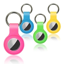 Better Office Products Silicone Covers For Apple Airtags, Airtag Holder & Key Ring, Assorted Neon Co
