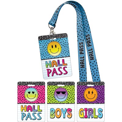 Teacher Created Resources Brights 4Ever Hall Pass with Lanyard, 4/Pack, 3 Packs (TCR20322-3)