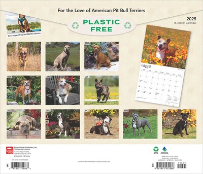 2025 BrownTrout For the Love of American Pit Bull Terriers 14 x 24 Monthly Deluxe Wall Calendar (9
