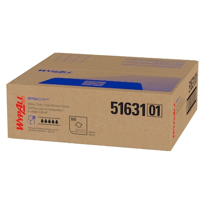 WypAll CriticalClean Foodservice Cloths, 12.5 x 23.5, White, 100 Sheets/Box (51631)