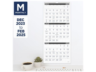 2024 AT-A-GLANCE Contemporary 12" x 27" Three-Month Wall Calendar, White/Black (PM11X-28-24)