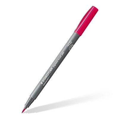 Staedtler Pigment Brush Pens, Brush/Fine Tip, Assorted Ink, 12/Pack (371 C12-3)