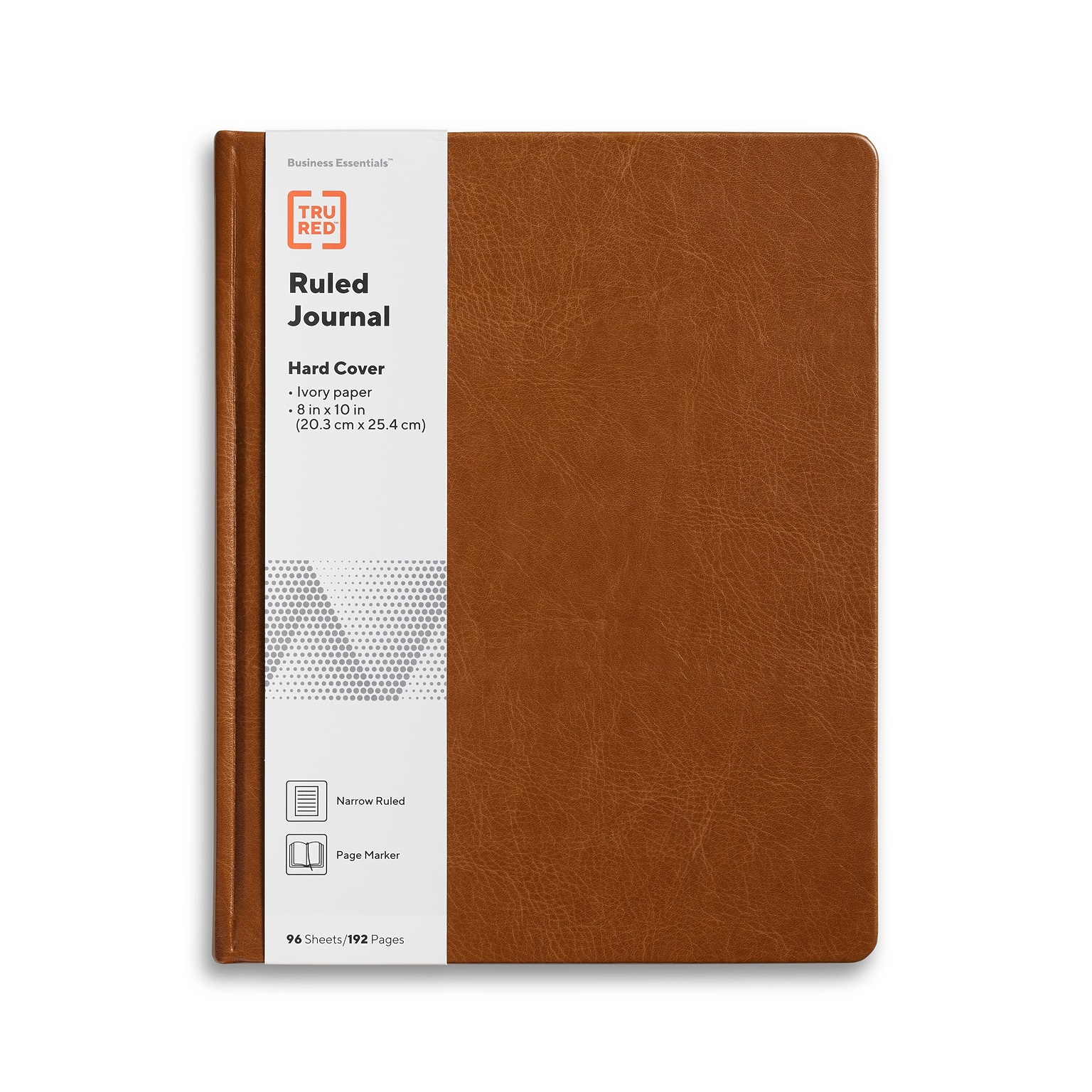 TRU RED™ 8” x 10” Large Hard Cover Narrow Ruled Journal, Cognac (TR61951)