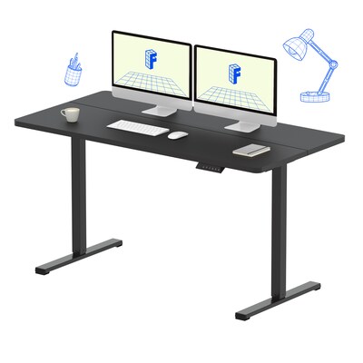 FlexiSpot ET155E 55W Electric Rectangular Adjustable Standing Desk, Black