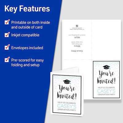 Avery Quarter-Fold Greeting Cards with Envelopes, 4.25" x 5.5", Matte White, Inkjet, 20/Pack (03266)