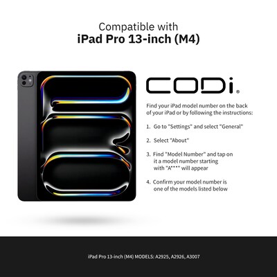 CODi PU Leather 13 Bluetooth Keyboard Folio Case for iPad Pro 6th Generation, Black (C30708530)