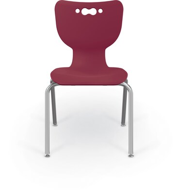 MooreCo 18" Hierarchy Student Chair with 4 Legs, Maroon/Chrome Base (703673561358)