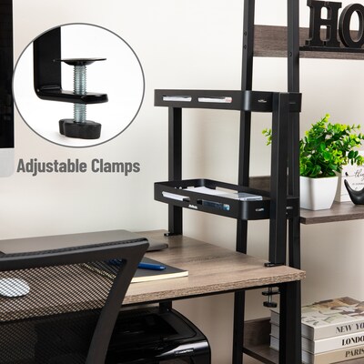 Mind Reader Clamp-On Metal Desk Shelf, Black (DESX2T-BLK)