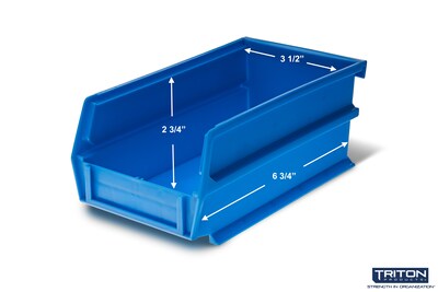 Triton Products LocBin Stackable Storage Bin, 3" x 4.12"x 7.37", Blue, 24/Pack (3-220B)