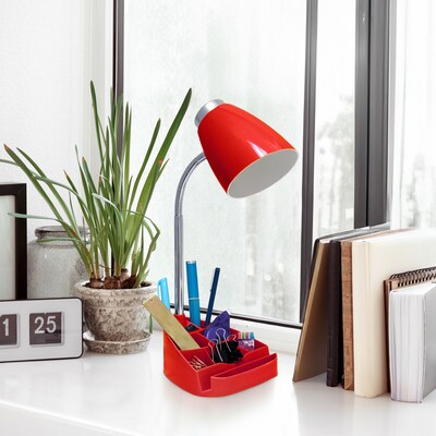 Creekwood Home 18.5" Flexible Gooseneck Organizer Desk Lamp with Stand, Red (CWD-1001-RE)