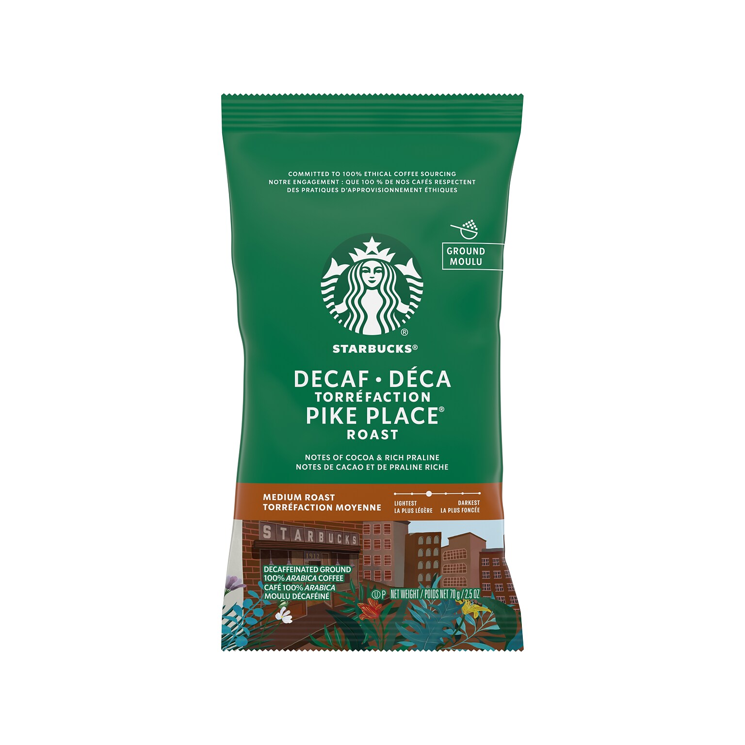 Starbucks Pike Place Decaf Ground Coffee Packet, Medium Roast, 2.5 oz., 72/Carton (SBK11023061CT)