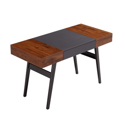 Techni Mobili Expandable 51" MDF Table Desk, Gray/Mahogany (RTA-1854-MAH)