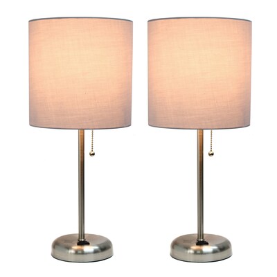 Simple Designs 19.5 LED Table Lamp, Brushed Steel/Grey, 2/Pack (LT2024-GRY-PKLB)