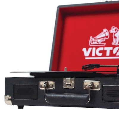 Victor Metro Dual-Bluetooth Belt-Drive Suitcase Turntable, Black (VSRP-800-BK)