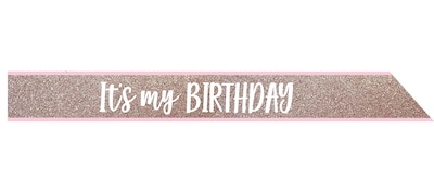 Party City Its My Birthday Sash, Pink Glitter (AM340345-NS)