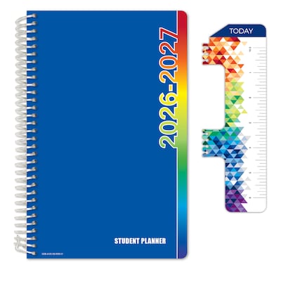 2026-2027 Global Printed Products 5.5 x 5.5 Academic Year Weekly & Monthly Student Planner, Paperboard Cover, Blue