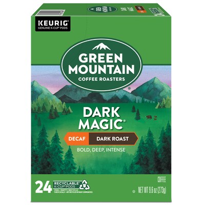 Green Mountain Dark Magic Decaf Coffee Keurig® K-Cup® Pods, Dark Roast, 96/Carton (504067)