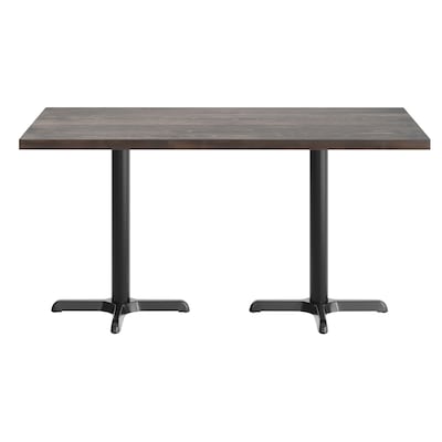 Flash Furniture Bennett Wooden Commercial Indoor Table, 60" x 30", Dark Brown Top/Black Base (GSF3060DBT2222)