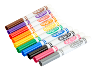 Crayola Water-Based Markers, Broad Line, Assorted Colors, 10 Markers/Box, 24 Boxes/Carton (58-7771)