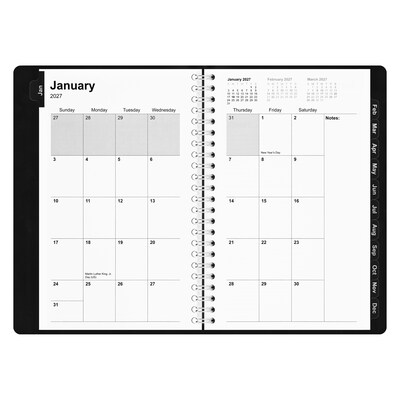 2027 Staples 5" x 8" Weekly & Monthly Appointment Book, Faux Leather Cover, Black (ST58454-27)