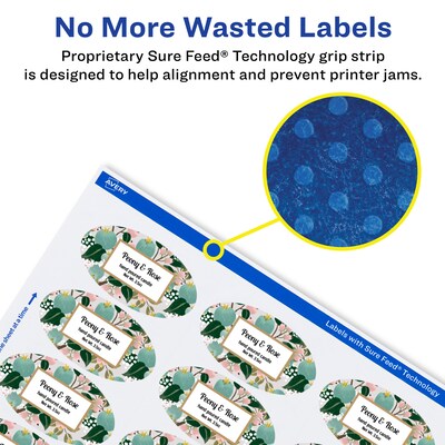 Avery Laser/Inkjet Oval Multipurpose Labels, 1" x 2", White, 600 Labels/Pack (94053)