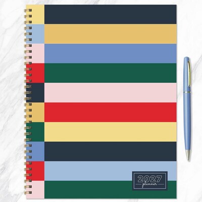 2027 TF Publishing Sailor Stripe 9" x 11"  Weekly & Monthly Standard Planner, Paperboard Cover, Multicolored (27-9716)